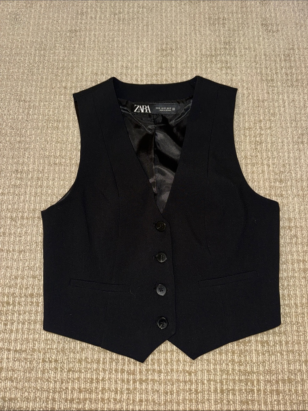 ZARA Black Women's Tailored Button Vest